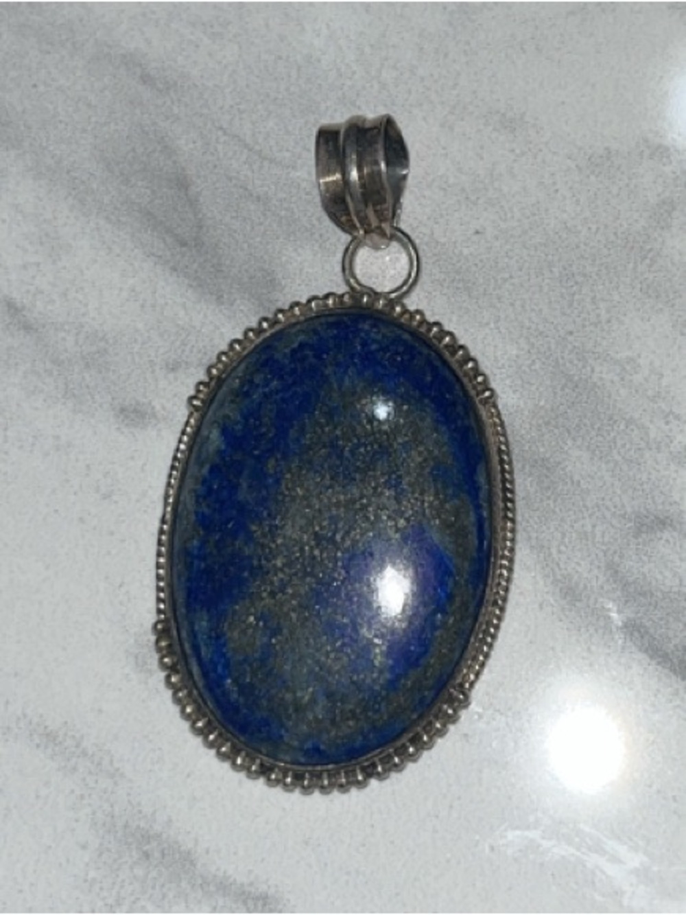 Blue Lapis Lazuli Oval Sterling Silver Pendant